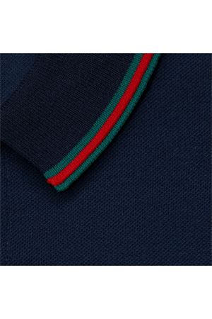 Polo in piquet di cotone stretch blu scuro GUCCI KIDS | 805405XJGXV4306